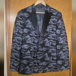 Tallia Camouflage Camo Blazer size 44R Black Gray 44